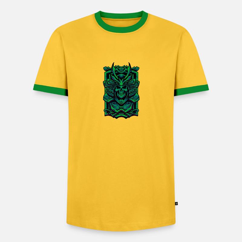 Skeleton samurai - Men's Ringer Shirt - yellow/green 