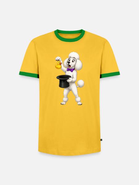 Pudel-Magier-Enten-Trick-Design - Männer Kontrast-T-Shirt - Gelb/Grün 
