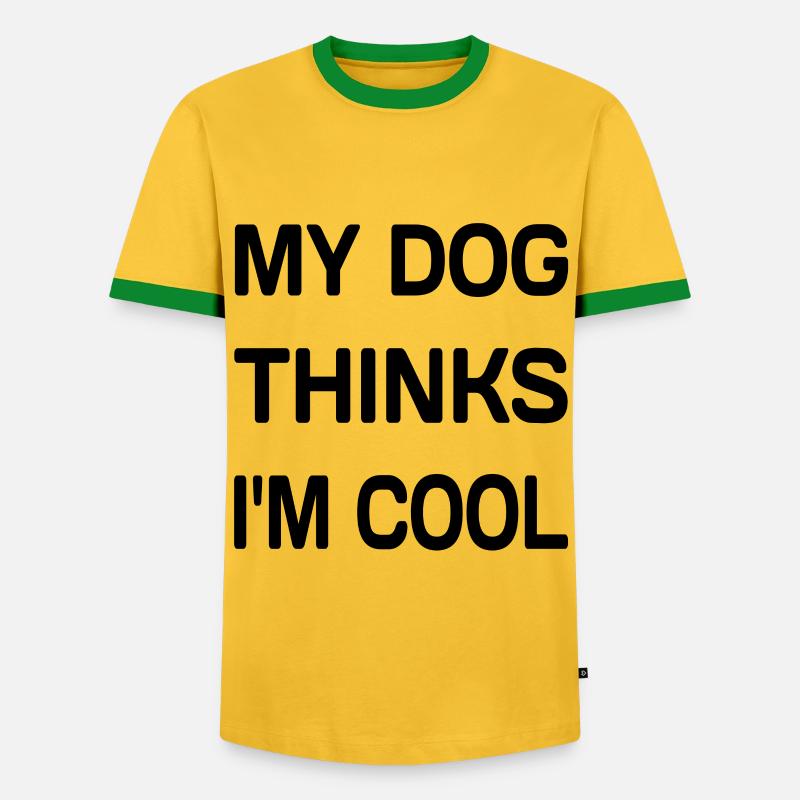 My Dog Thinks I'm Cool - Men's Ringer Shirt - yellow/green 
