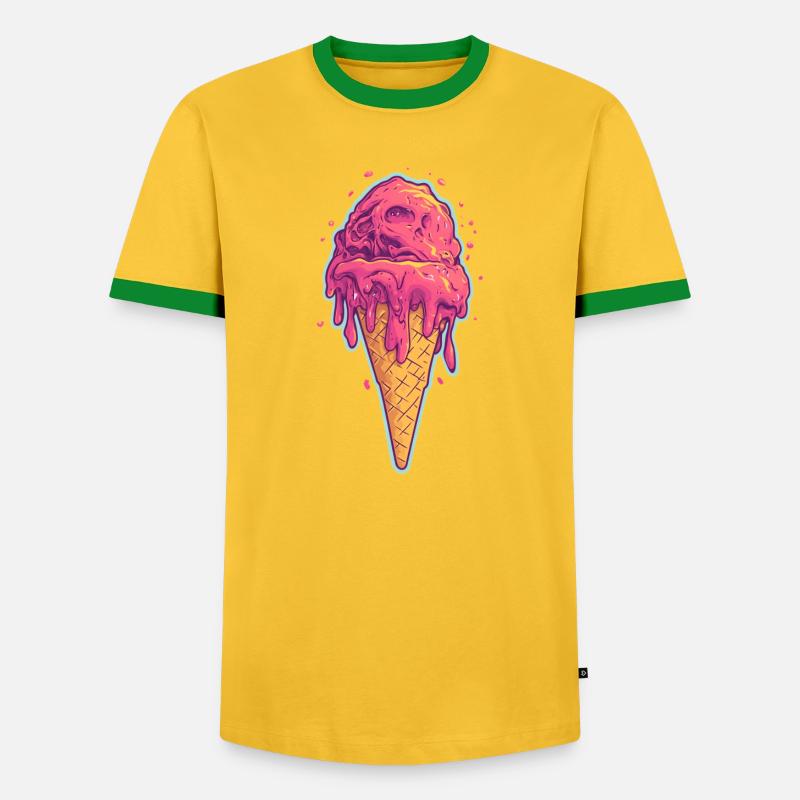 Eiscreme Eis - Männer Kontrast-T-Shirt - Gelb/Grün