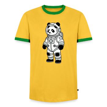 Combinaison spatiale panda bear - T-shirt contrasté Homme - jaune/vert  - Devant - AI Model Female 172 light (172cm) & AI Model Male 178 dark (178cm)