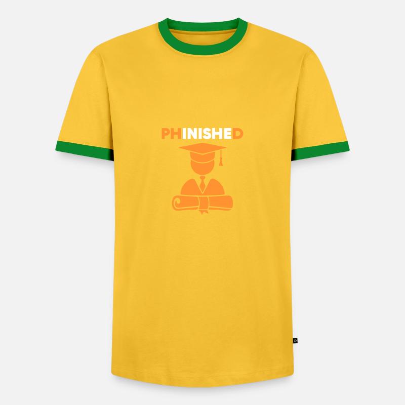 PhinisheD PhD-Absolvent Gift - Männer Kontrast-T-Shirt - Gelb/Grün 