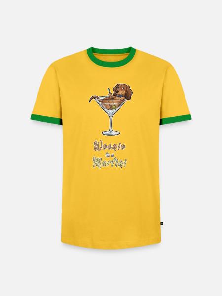 Dackel im Martini-Glas - Männer Kontrast-T-Shirt - Gelb/Grün