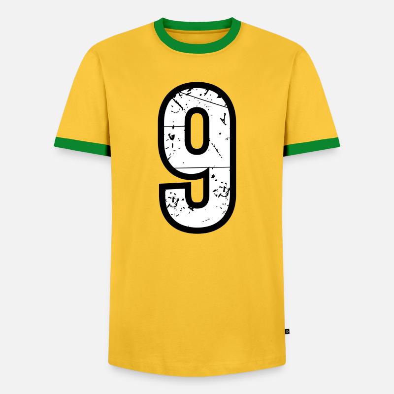 9 - Männer Kontrast-T-Shirt - Gelb/Grün 