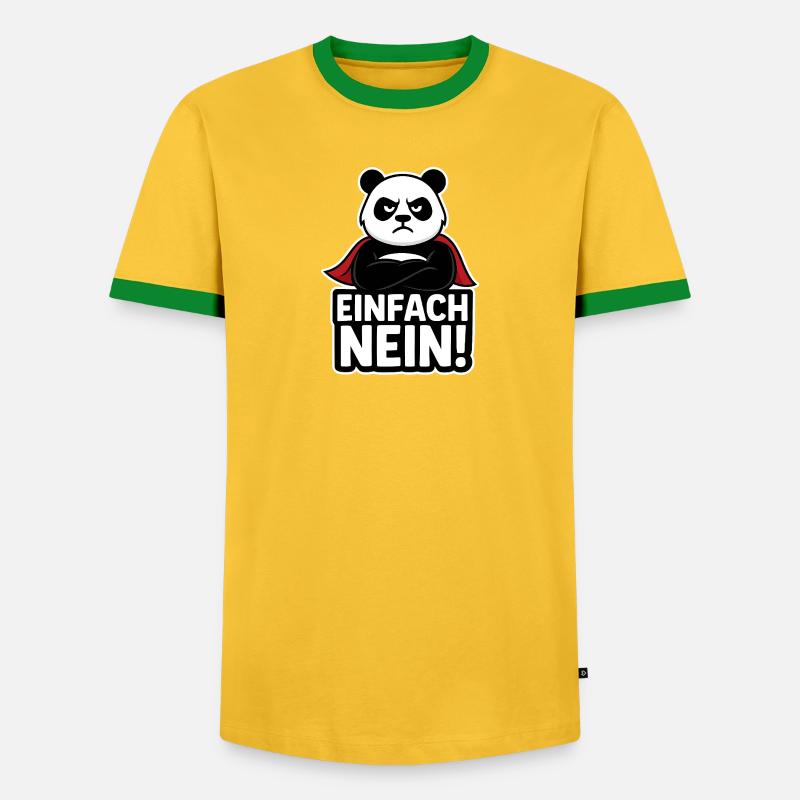 Panda Superheld: Einfach Nein - Männer Kontrast-T-Shirt - Gelb/Grün 