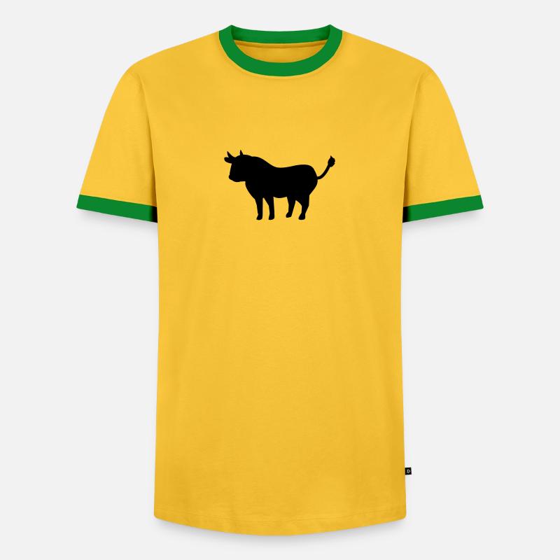 Stier - Männer Kontrast-T-Shirt - Gelb/Grün