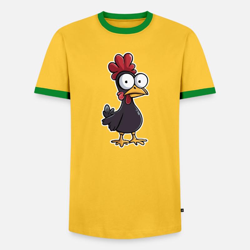 Crazy Chicken Chicken Easter - Men's Ringer Shirt - yellow/green