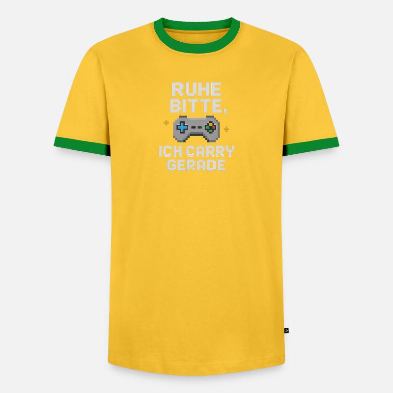 Ruhe Bitte Pixel Controller Grafik - Männer Kontrast-T-Shirt - Gelb/Grün 