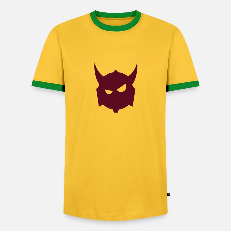 Teufelskopf/ devils head (1c) - Männer Kontrast-T-Shirt - Gelb/Grün 