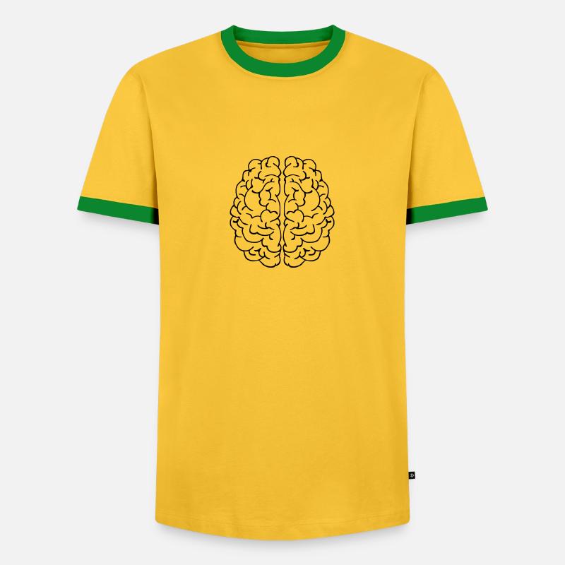Brain comic - Men's Ringer Shirt - yellow/green 