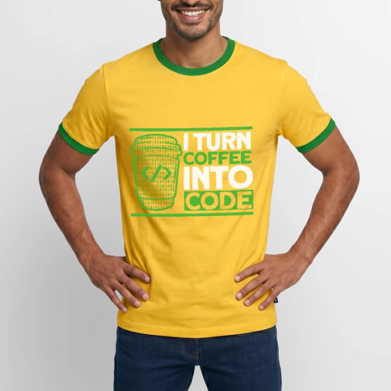 I Turn Coffee Into Code Software Developer Men's Ringer Shirt