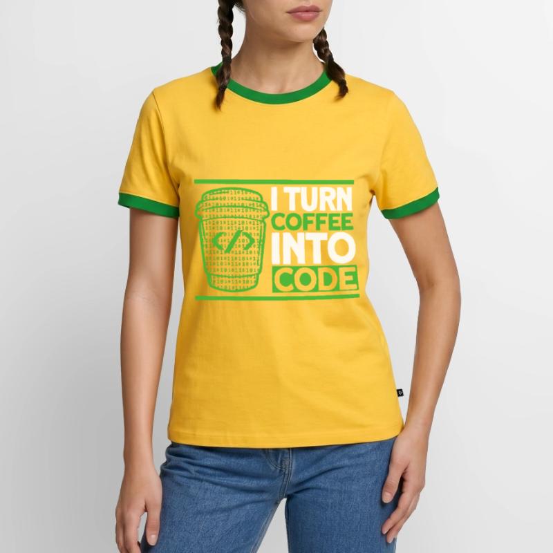 I Turn Coffee Into Code Software Developer Men's Ringer Shirt