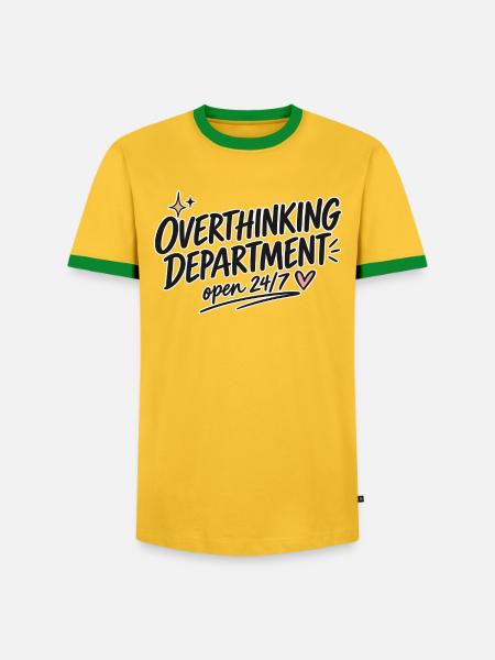 Overthinking Department – Open 24/7 - Männer Kontrast-T-Shirt - Gelb/Grün
