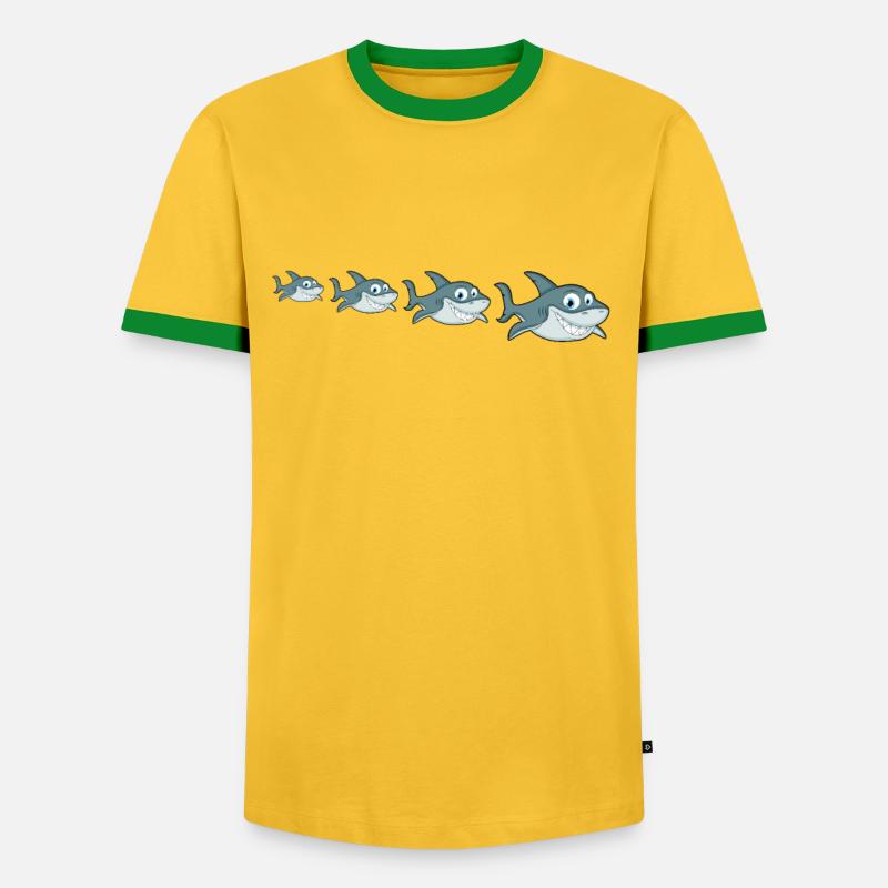 Haivoltion - Hai Evolution - Männer Kontrast-T-Shirt - Gelb/Grün 