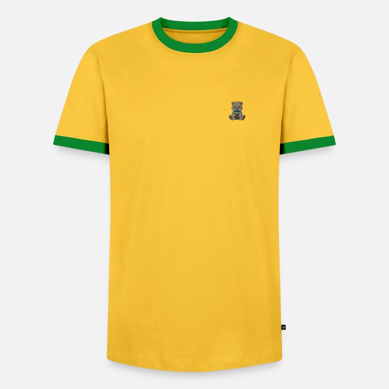 Teddybär Bubbletea - Männer Kontrast-T-Shirt - Gelb/Grün 