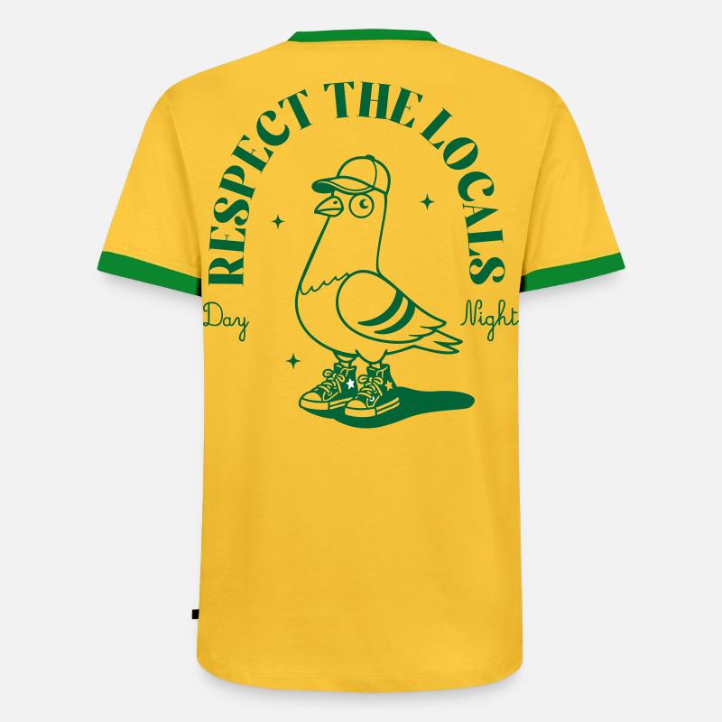 Vogel Sneaker Mascot with Cap - Men's Ringer Shirt - yellow/green