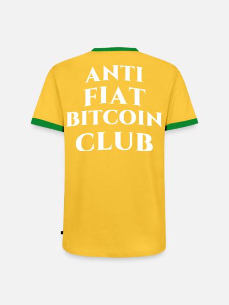 ANTI FlAT-SYSTEM BITCOIN CLUB - Männer Kontrast-T-Shirt - Gelb/Grün 