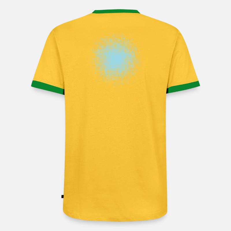 dotted round background light blue - Men's Ringer Shirt - yellow/green 