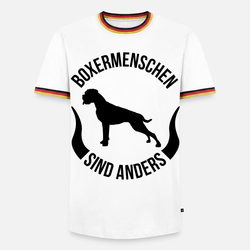 Boxermenschen sind anders - Männer Kontrast-T-Shirt - Weiß/Dreifarbig