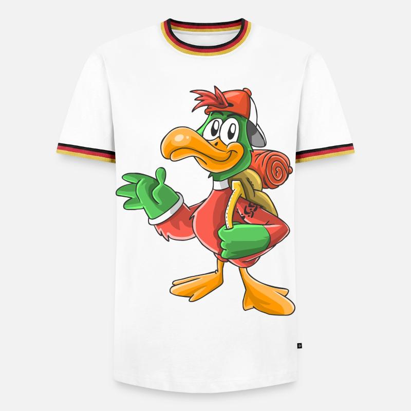 Lustiger Wandervogel - Männer Kontrast-T-Shirt - Weiß/Dreifarbig