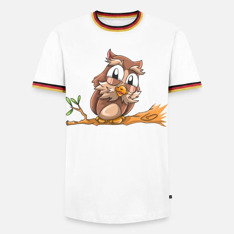 Lachende Eule - Männer Kontrast-T-Shirt - Weiß/Dreifarbig