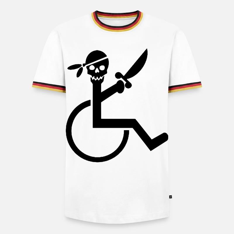 Rollstuhl-Pirat # - Männer Kontrast-T-Shirt - Weiß/Dreifarbig