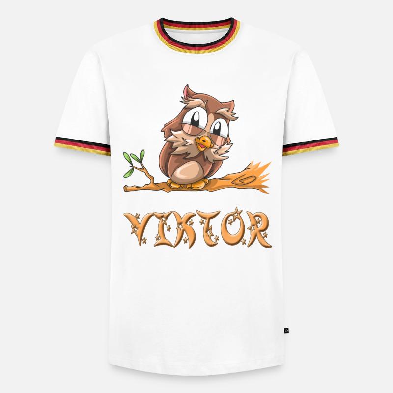 Eule Viktor - Männer Kontrast-T-Shirt - Weiß/Dreifarbig