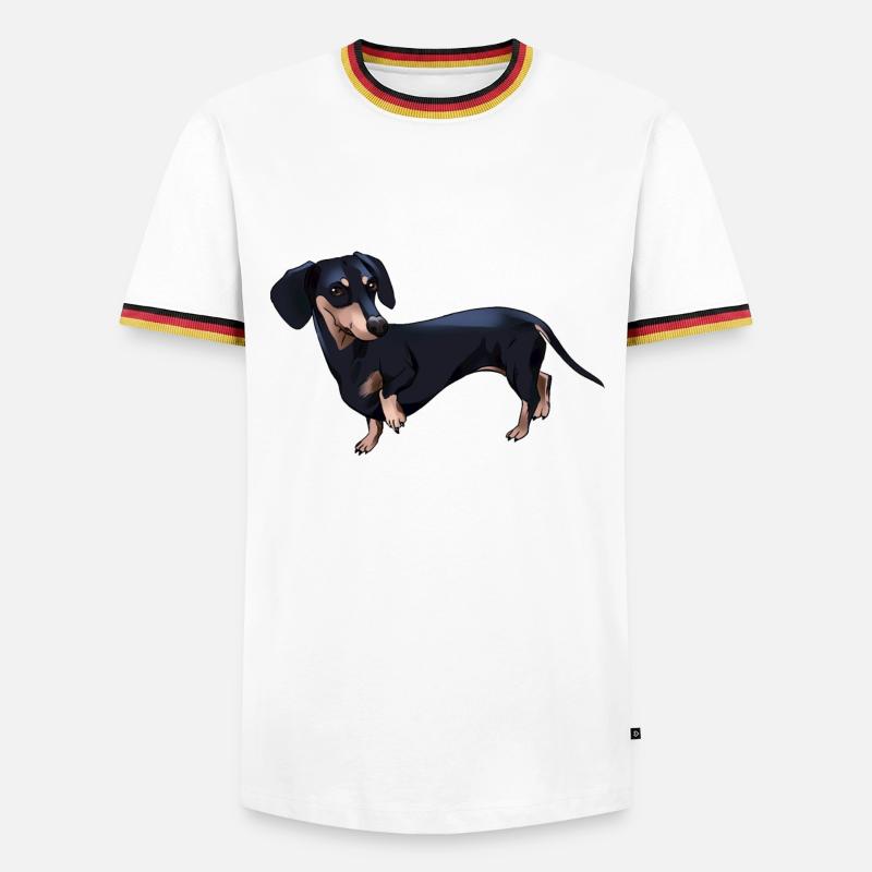 Comic Dackel - Männer Kontrast-T-Shirt - Weiß/Dreifarbig