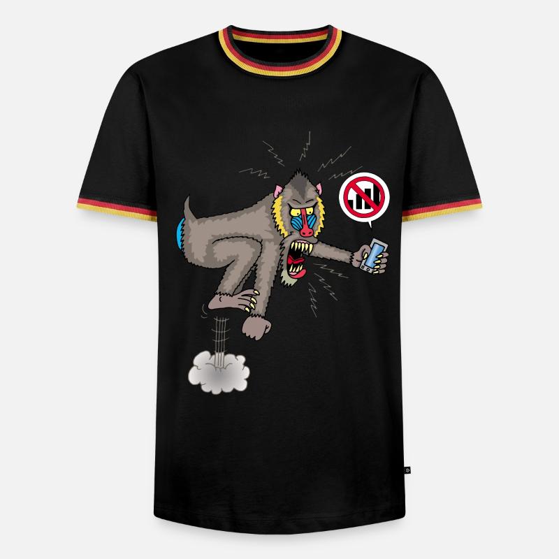 Monkey and mobile phone - Men's Ringer Shirt - white/tricolour