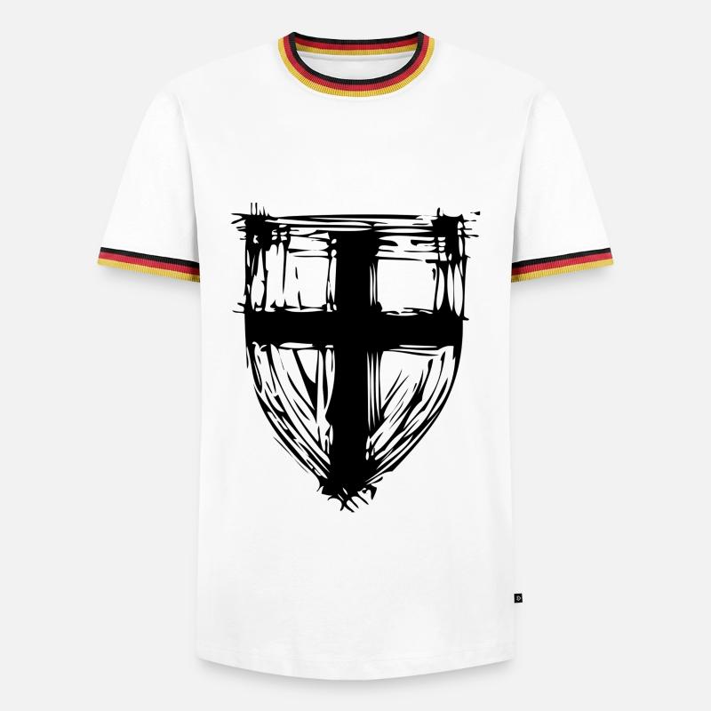 Protective shield with cross - Men's Ringer Shirt - white/tricolour