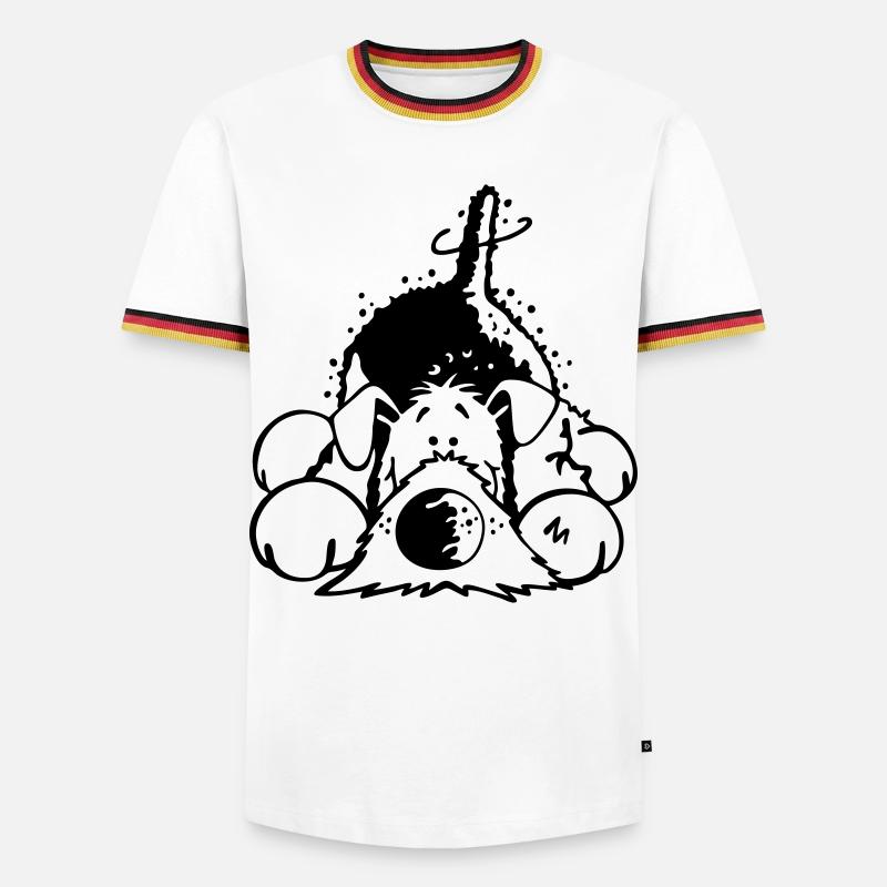 Verträumter Airedale Terrier - Männer Kontrast-T-Shirt - Weiß/Dreifarbig
