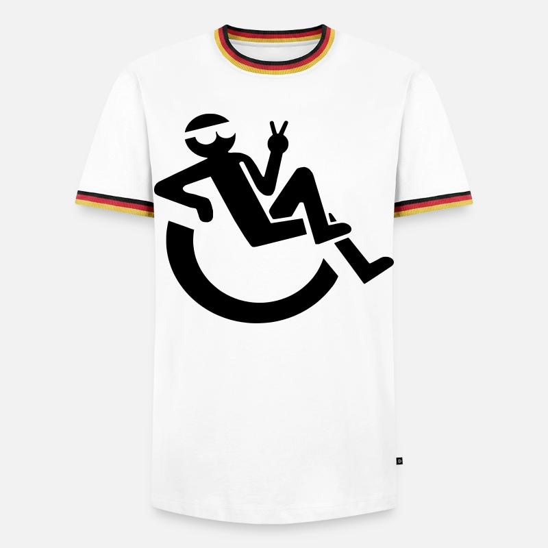 Bild eines entspannten Rollstuhlfahrers # - Männer Kontrast-T-Shirt - Weiß/Dreifarbig