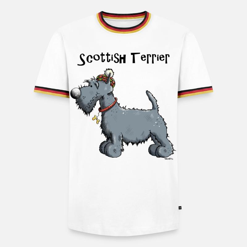 Silvius der Scottish Terrier - Männer Kontrast-T-Shirt - Weiß/Dreifarbig