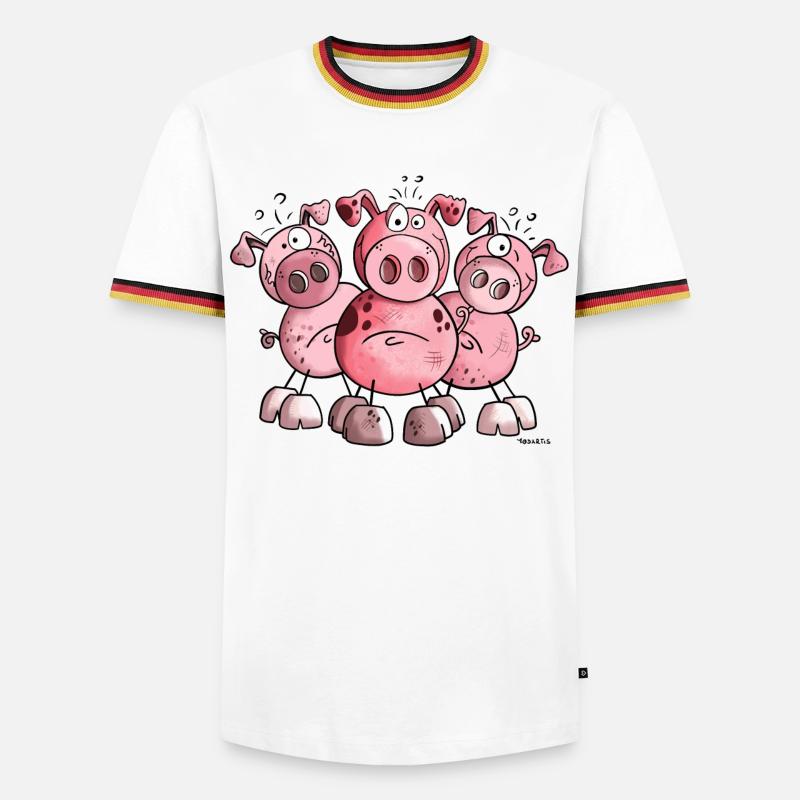 Three Pigs - Men's Ringer Shirt - white/tricolour