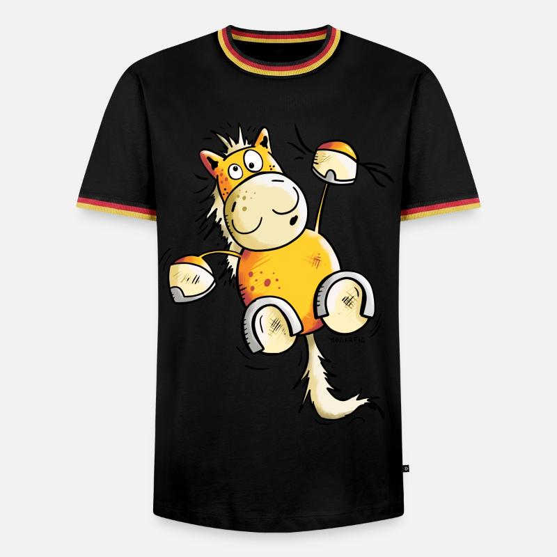 Fuchs Pferd hängt ab - Männer Kontrast-T-Shirt - Schwarz/Dreifarbig