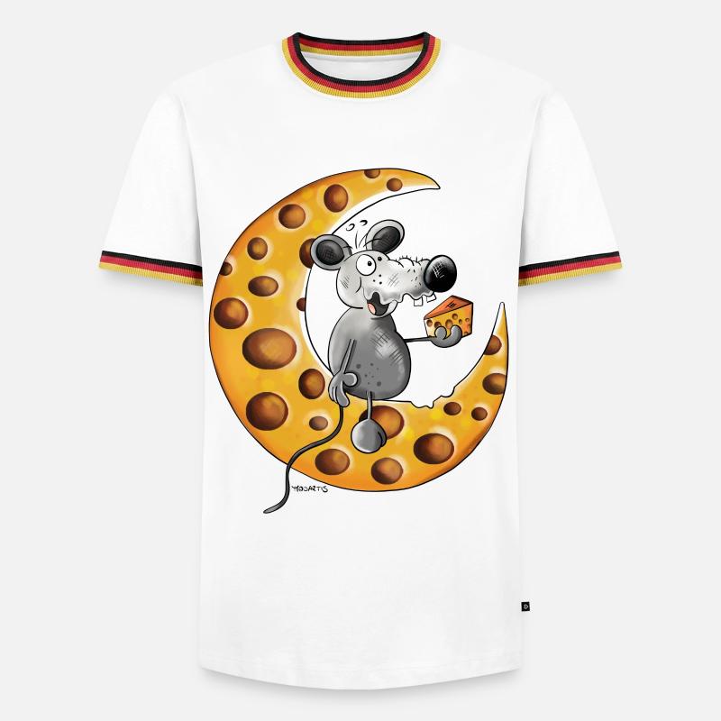 Maus liebt Käse - Männer Kontrast-T-Shirt - Weiß/Dreifarbig