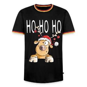 Ho Ho Ho Rentier - Rentiere - Ren - Geschenk - Männer Kontrast-T-Shirt - Schwarz/Dreifarbig - Vorne - AI Model Male 178 light (178cm) & AI Model Male 185 light (185cm)