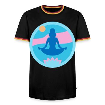 Yoga - Männer Kontrast-T-Shirt - Schwarz/Dreifarbig - Vorne - AI Model Male 178 light (178cm) & AI Model Male 185 light (185cm)