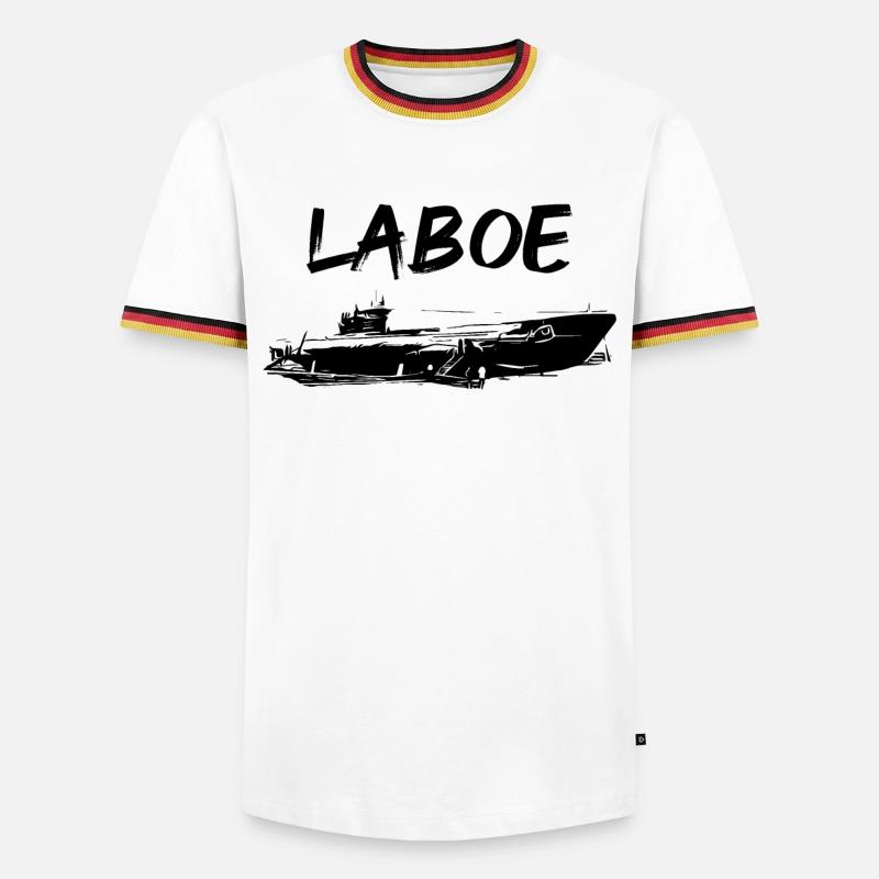 U-Boot Laboe - Männer Kontrast-T-Shirt - Weiß/Dreifarbig