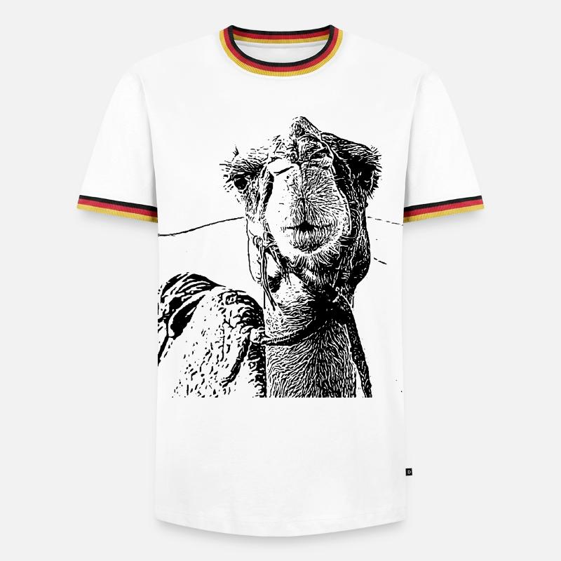 Kamel - Männer Kontrast-T-Shirt - Weiß/Dreifarbig