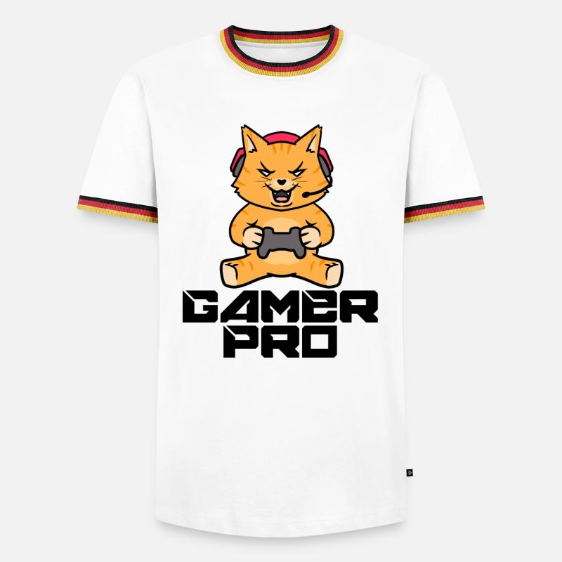Gamer Zocker Headset Controller Videogames - Männer Kontrast-T-Shirt - Weiß/Dreifarbig