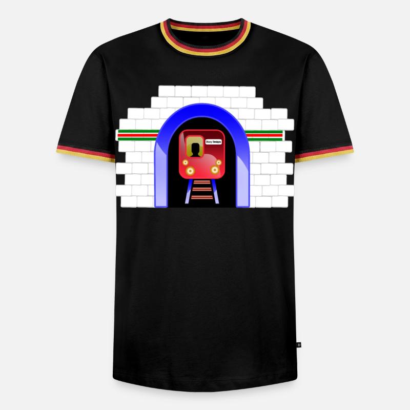 Blauer Tunnelzug im Torbogen - Männer Kontrast-T-Shirt - Schwarz/Dreifarbig