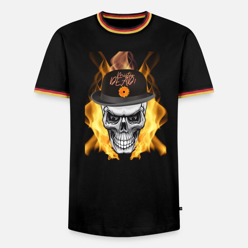 biker, skull, fire - Men's Ringer Shirt - white/tricolour