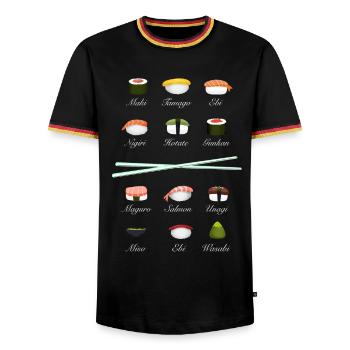 sushi kit Chopsticks manga wasabi japan riz fish - T-shirt contrasté Homme - noir/tricolore - Devant - AI Model Male 178 light (178cm) & AI Model Male 185 light (185cm)