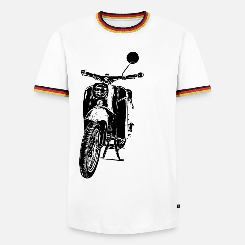 Cyclomoteur Schwalbe - T-shirt contrasté Homme - blanc/tricolore