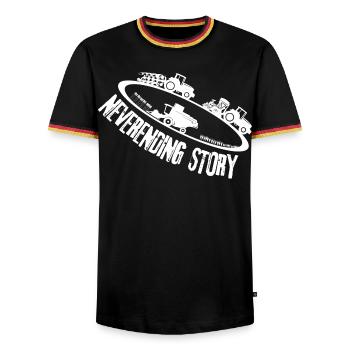 L’agriculture sans fin - T-shirt contrasté Homme - noir/tricolore - Devant - AI Model Male 178 light (178cm) & AI Model Male 185 light (185cm)