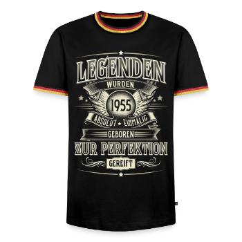 Jahrgang 1955 Geboren Geburtstag Legende - Männer Kontrast-T-Shirt - Schwarz/Dreifarbig - Vorne - AI Model Male 178 light (178cm) & AI Model Male 185 light (185cm)