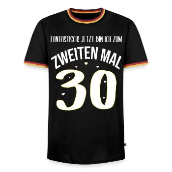 Geburtstag 60 Jahre Frau 2. mal 30 Geschenk - Männer Kontrast-T-Shirt - Schwarz/Dreifarbig - Vorne - AI Model Male 178 light (178cm) & AI Model Male 185 light (185cm)