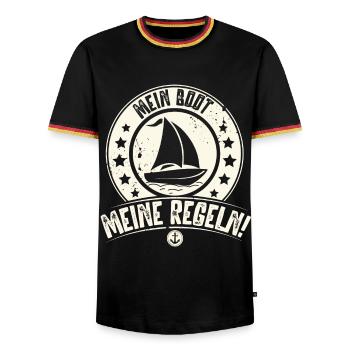 Segeln Segler Segelboot - Männer Kontrast-T-Shirt - Schwarz/Dreifarbig - Vorne - AI Model Male 178 light (178cm) & AI Model Male 185 light (185cm)