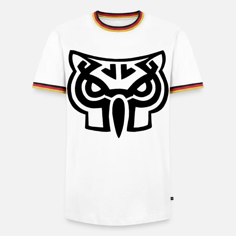 Schwarzer Eulenkopf - Männer Kontrast-T-Shirt - Weiß/Dreifarbig